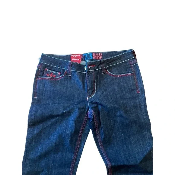 Pepe Straight Leg Jeans Women 30 Black Denim Mid-Rise 5-Pockets Dark Wash Cotton - Picture 6 of 8